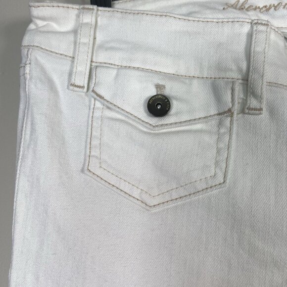 Abercrombie‎ Fitch Patch Pocket White Flare Jeans Women’s 8 Stretch Y2K Low Rise - Picture 5 of 13